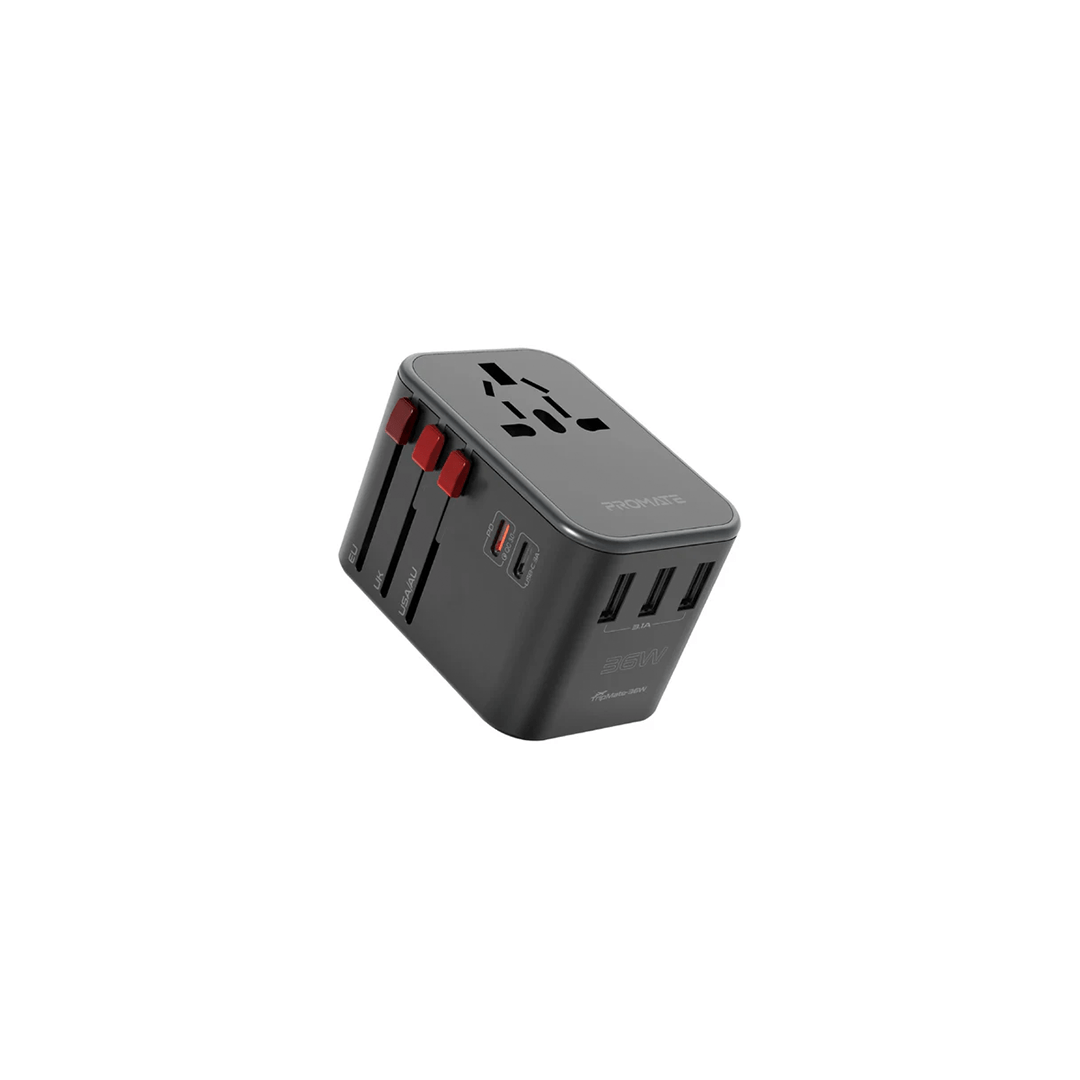 Promate TripMate-36W Smart Charging Surge Protected Universal Travel Adapter in Qatar Promate TripMate-36W Smart Charging Surge Protected Universal Travel Adapter in Qatar
